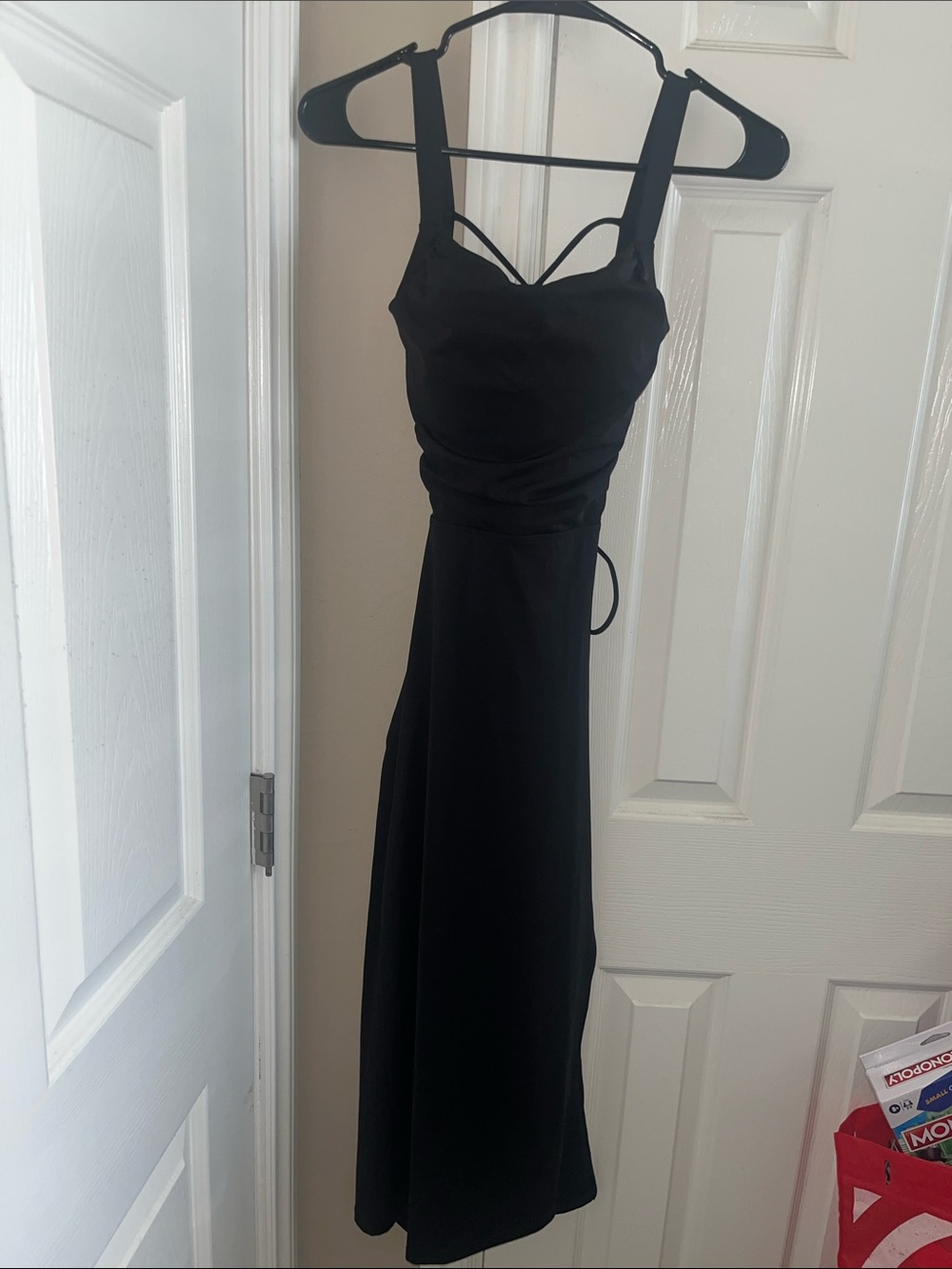 HALARA Black Maxi Dress with Strappy Detail